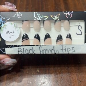 Black French tips gel x nails